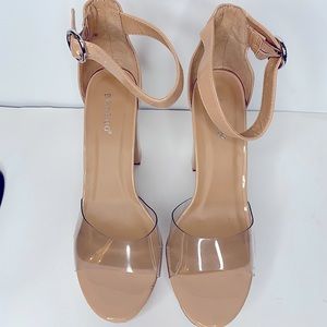 Faux Patent Leather Block Heels